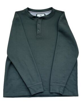 Thread & Cloth Long Sleeve Henley Top – Size Large – Dark Teal – Minimalist Esse